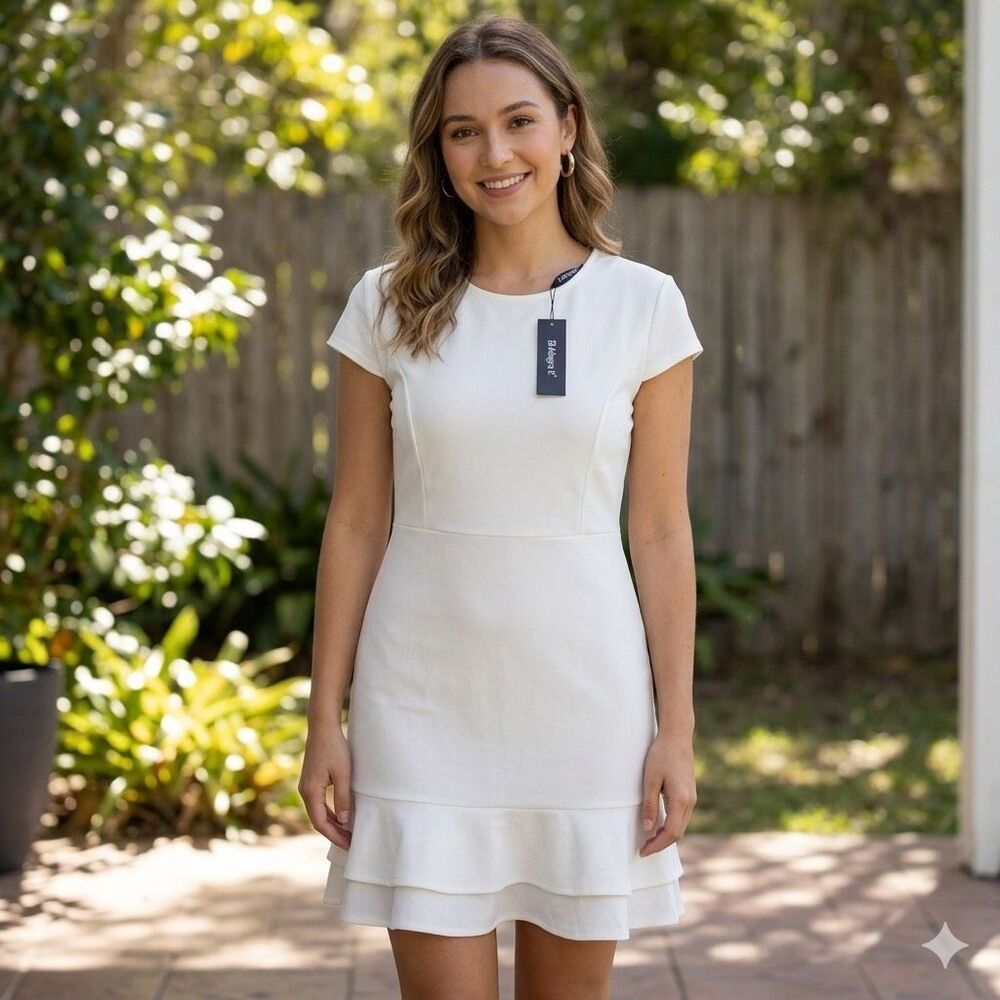 NWT Allegra K cap sleeve white knit dress.